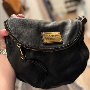 Marc by Marc Jacobs Black Crossbody Hobo Bag with Gold Accents
